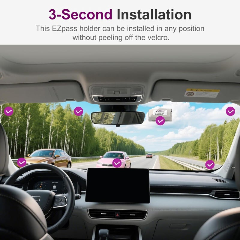 FLLIK EZ Pass Holder for Windshield, Transponder Holder for Car, Suction Cup EZ Pass Holder, Toll Pass Holder for EZ Pass Mini/iPass, UV Protective (Clear, 2Pack) - Image 4